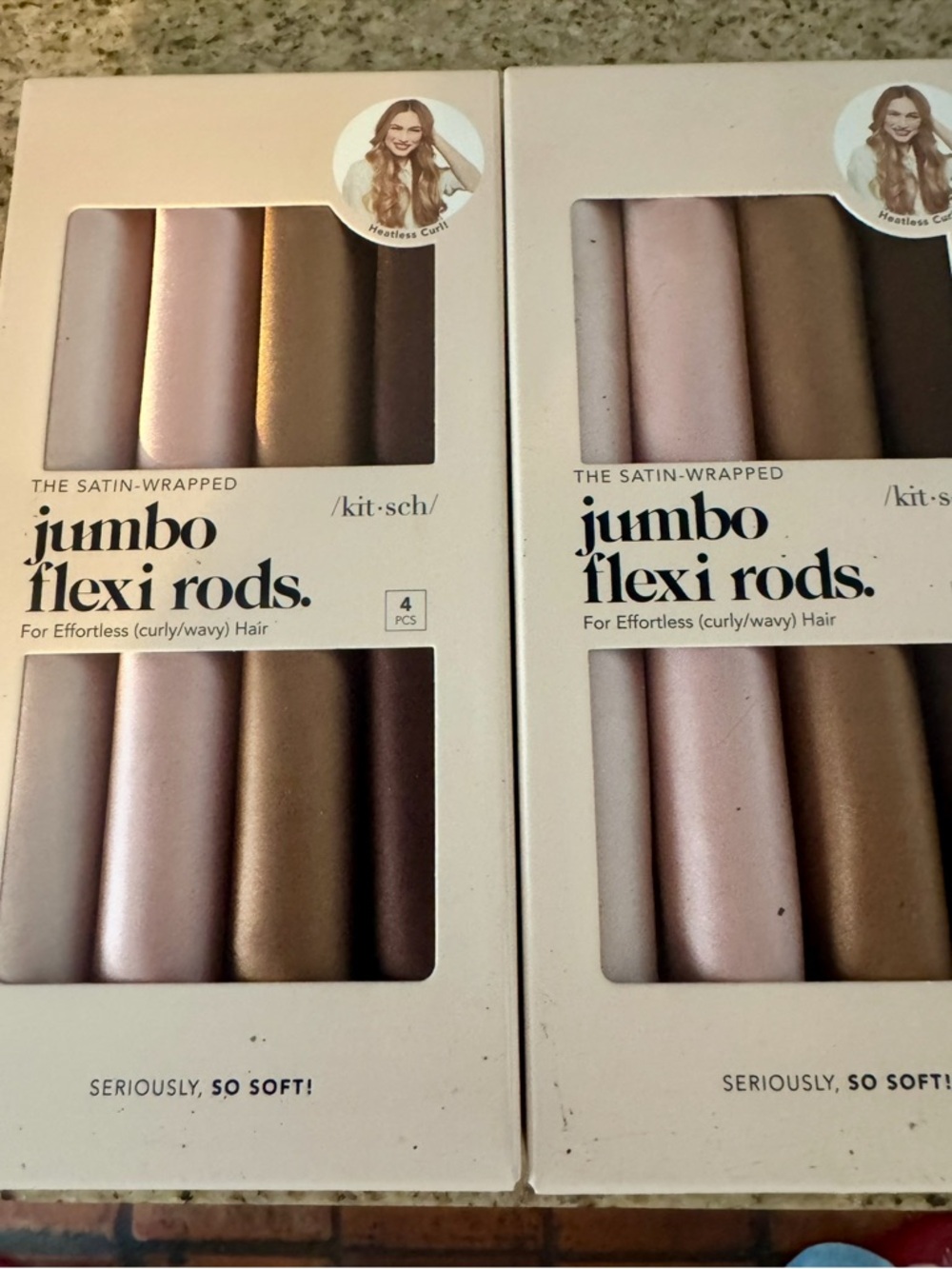 Kitsch jumbo flexi rods set - satin-wrapped (pink, rose gold, bronze)-2 sets